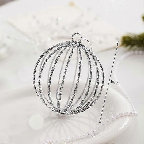 Décorations de Noël européennes, série argentée, ornements de Noël, accessoires pour sapin de Noël américain, boule de Noël argentée 10 cm (1/5)