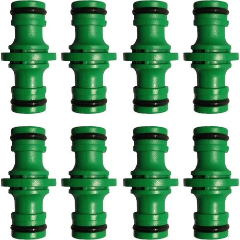 8 Raccord Tuyau d'Arrosage Double Mâle 1/2 Pouce, Connecteur Rapide pour Extension et Réparation de Tuyau, Embout de Tuyau Arrosage Compatible avec, Plastique Résistant, Vert (1/5)
