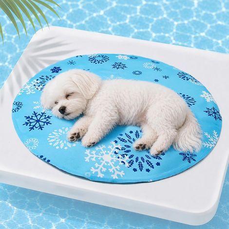 Kühlmatte für Hunde 47 cm, Runde Gel-Kühlmatte für Katzen und Kleintiere, wasserdicht, selbstkühlend für Katzen (Schneeflocke) (1/5)