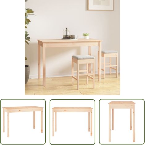 The Living Store Table à manger 110x55x75 cm Bois massif de pin - Table À Manger - Table Basse - Meuble De Salon - Mobilier Design - Table En Bois (1/5)