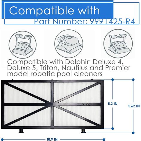 Cartouche Filtre Robot Nettoyeur Dolphin 9991425‑R4 Compatible, 4 Pièces (1/5)
