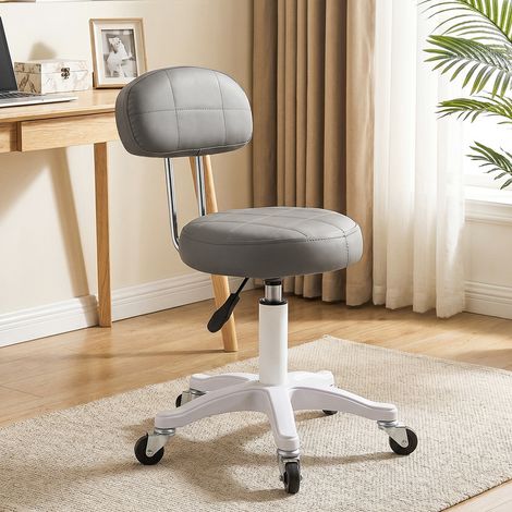 FLASIDU Chaise de bureau pivotante 360° – Chaise de toilette, Réglable en hauteur 37-51cm, roulettes pivotantes, Coussin de siège confortable en mousse, Pour bureau et chambre, 33×33×70cm, gris (1/5)