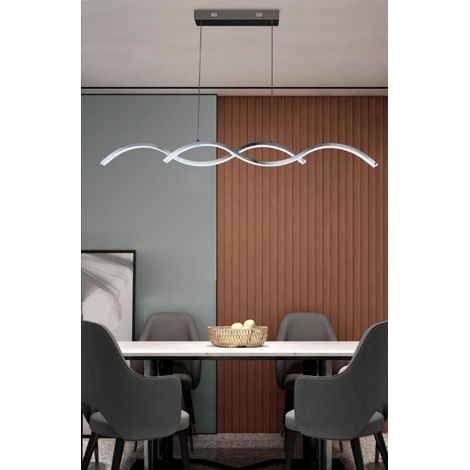 Lampadario led sospeso onda 25w pendente ondulato design moderno bianco argento luce fredda naturale Argento - 4000k