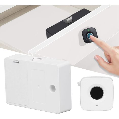 Fingerprint Drawer Lock – 0.5 Second Ultra Fast Unlocking Smart Biometric Cabinet Lock – Integrated Security for Home Office White (1/5)
