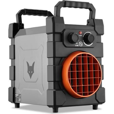 Chauffage électrique 1500 W / 3000 W FUXTEC FX-EH3 – thermostat mécanique – IP24 – radiateur d’appoint métal protection contre la surchauffe, compact et portable pour des pièces jusqu'à 90 m2