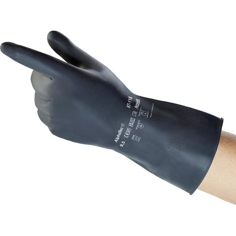 Ansell 87118095 AlphaTec Naturlatex Chemiekalienhandschuh Größe (Handschuhe): 9.5 EN 21420:2020    1