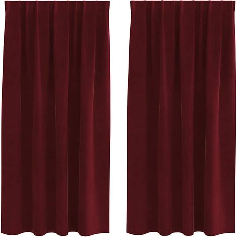 Cortinas opacas 2 uds. Rojo vino 140 x 175 cm Terciopelo vidaXL