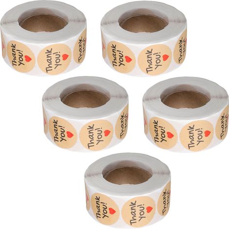 5 rouleaux de 2500 étiquettes autocollantes rondes en papier kraft de 2,5 cm de diamètre, idéales pour les loisirs créatifs, l'emballage de cadeaux et la fermeture d'enveloppes. (1/5)
