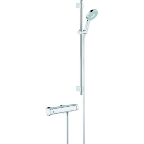 GROHE Miscelatore termostatico per doccia Grohtherm 2000 344821 con set doccia Power&Soul cromo, 34482001