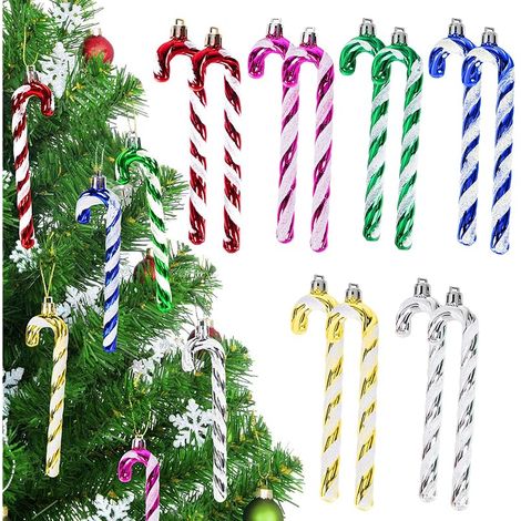 Decoration Noel 12 Décorations Suspendues en Canne à Sucre pour La Maison, La Décoration Intérieure Et Extérieure, Cadeaux de Noël (Multicolores) (1/5)