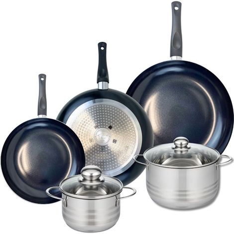 Ensemble de 3 Poêles de cuisson 24, 28 et 32 cm et 2 faitouts 16 et 20 cm Elo Prima Brillant (1/5)