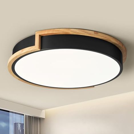 Plafonnier LED, plafonnier noir, luminaire de 40 cm, convient aux chambres, salons, cuisines, couloirs, 36 W.