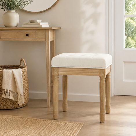Tabouret rembourré 42 x 32 x 46,5 cm beige HAVRYA (1/5)