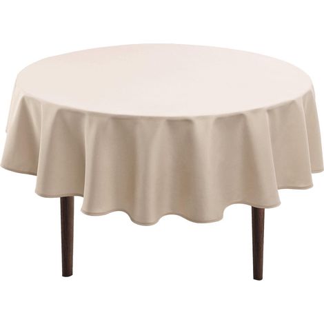 Nappe ronde 180cm Beige Imperméable Polyester Anti-froissage pour Cuisine & Fêtes