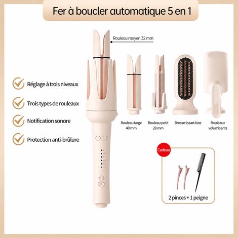 Fer à boucler automatique avec embout 40 mm tête simple n° 3 céramique tourmaline et technologie ionique 40mm 3 – Livraison gratuite (1/5)