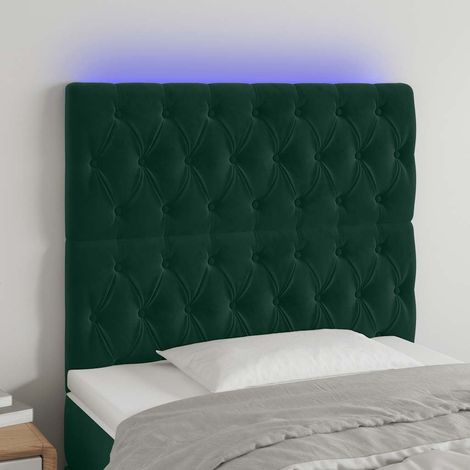 LED Kopfteil Dunkelgrün 90x7x118/128 cm Samt (1/5)
