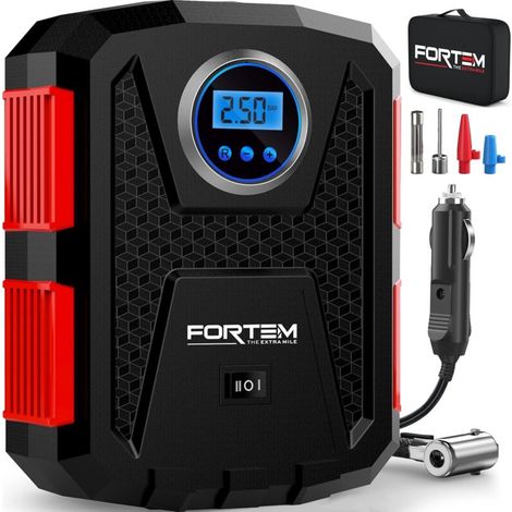 Portable 12V Compressor, Car and Bicycle Tire Inflator, Digital Gauge, Auto Stop, LED Light, Fast Air Pump for Garage & Emergencies (1/5)