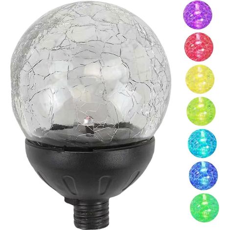 Lot de 2 pièces de rechange pour lampe solaire ampoule LED 7 couleurs pour girouette de jardin embout étanche avec interrupteur (1/5)