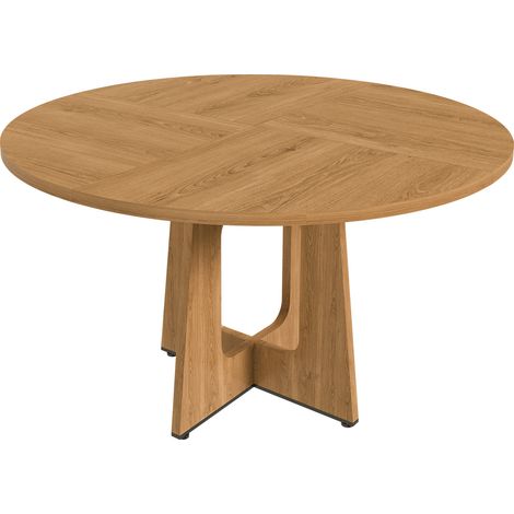 Table à manger ronde modulable en MDF avec placage chêne, 120 cm de diamètre, hauteur 76 cm (1/5)