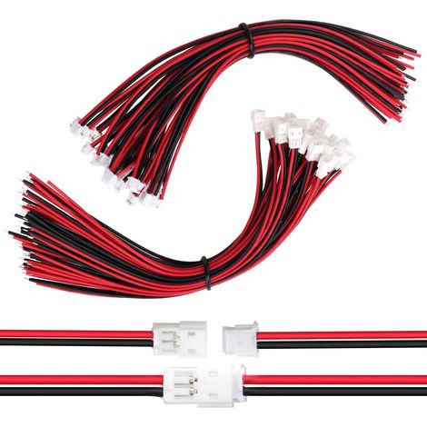 30 Pairs JST 1.5 ZH 2 Pin Connector, JST ZH 2 Pin Male and Female Connector with 150mm 26AWG Electrical Wire Cable (Red Black) (1/5)