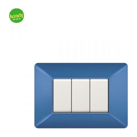 Placca da 3 moduli Easy Elettrocanali in plastica blu