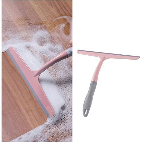 Tergivetro multifunzionale per auto, tergivetro multiuso per la pulizia dei vetri, tergivetro in silicone, tergivetro per auto con manico, accessori per doccia, auto, finestre (rosa)