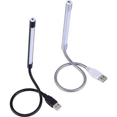 Set of 2 USB LED lamps, 10 LED gooseneck design, USB lamp, touch switch, reading lamp. Brightness can be adjusted. Reading lamp for reading, keyboard, computer. (1/5)