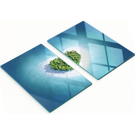 Tableros de vidrio templado con impresi贸n en forma de coraz贸n para isla de cocina, 2x40x52 cm.