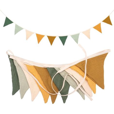 Guirlande de fanions Ynkkvre-Kamer 2,3 m – 10 fanions en tissu, réutilisables, en coton respirant, décoration pour chambre d'enfant et baby shower