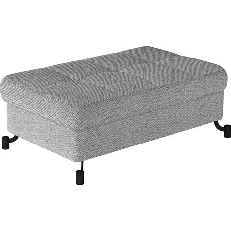 Pouf tissu matelassé avec coffre de rangement LORI-Gris clair chiné (1/4)