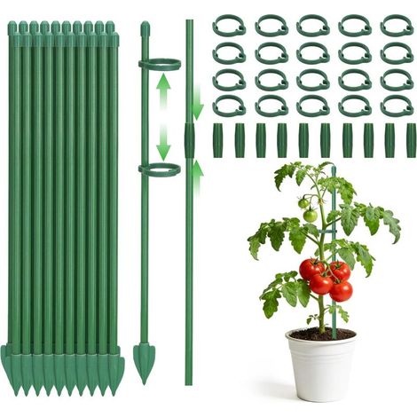 Supports pour plantes – 20 supports réglables de 30 cm pour orchidées, avec clips et connecteurs, pour tomates et pivoines (1/5)