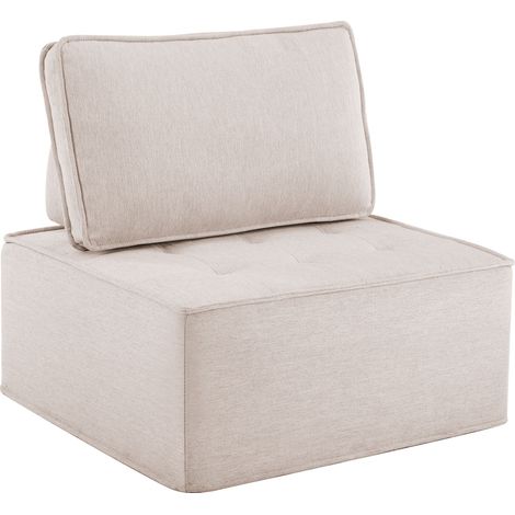 Divano Modulare Compatto in Lino, Seduta Confortevole, Schienale Ergonomico, Beige, Compensato (1/5)