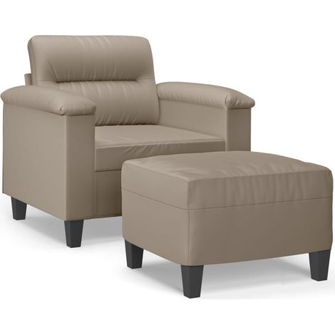 Maison Exclusive - Sessel mit Hocker Taupe 60 cm Mikrofasergewebe