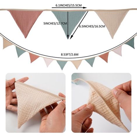 Lot de 2 guirlandes – fanions à suspendre – Idéal pour la chambre de bébé – Coton – Multicolore (1/5)
