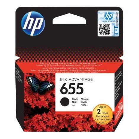 HP 655 Tintenpatrone Schwarz – 550 Seiten, Tinte auf Farbstoffbasis (1/3)