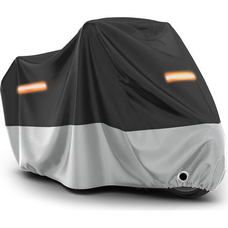 Telo coprimoto impermeabile – Protegge la tua moto da vento, neve e graffi – 1 pezzo, nero-grigio, 200 x 90 x 100 cm (1/5)