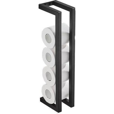 Porte-rouleau de papier toilette suspendu - Porte-rouleau de rechange - Convient pour les salles de bain, les cuisines ou les salles d'eau. - Noir (1/5)