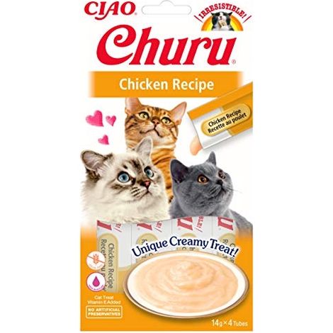 INABA CHURU STICKS - PREMIOS PARA ALIMENTACIÓN A MANO DE GATOS - BOCADILLOS DELICIOSOS Y SABROSAS PARA GATOS - POLLO EU103