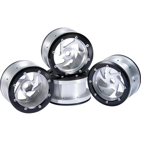 Beadlock-Felgen, Aluminiumlegierung, kompatibel mit RC-Crawler-Autos, Silber 4PCS (1/2)