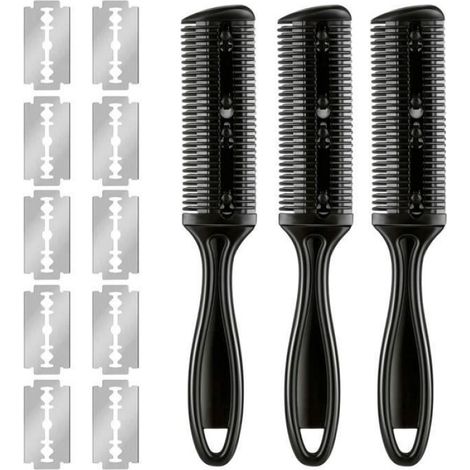 ABIL peigne Double face Peignes de rasoir à cheveux Double face, peigne de coupe de cheveux avec 10 lames en parfum peigne Noir
