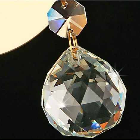 Ortviai Applique murale ronde en cristal doré pour chambre, salle à manger et couloir – douille E27 (ampoule non incluse) (1/4)