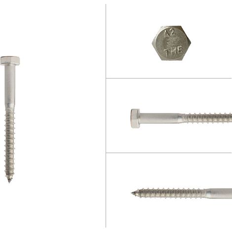 Tirefond inox M6 x 60 mm - Par 200 pièces (1/2)