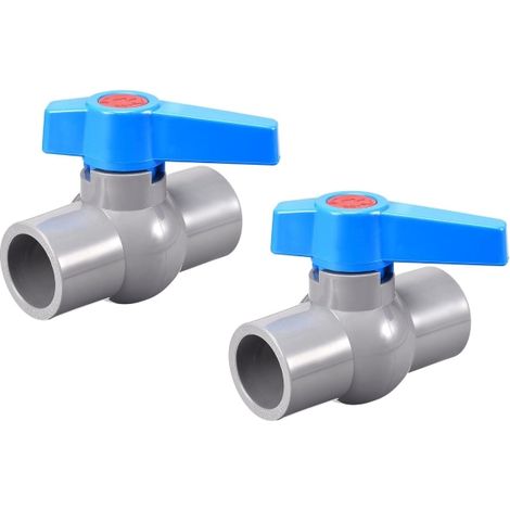 Vanne à bille, vanne d'arrêt PVC de 25 mm de diamètre intérieur pour aquarium, pompe de puisard, piscine, arroseur de jardin, gris et bleu (lot de 2) (1/5)