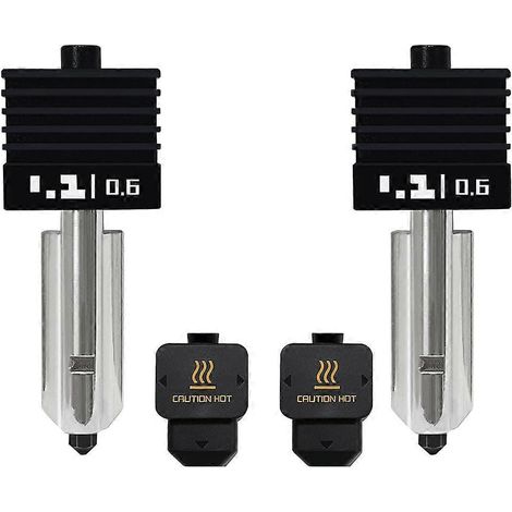 Kit de boquillas de acero endurecido de 0,6 mm (2 unidades) para extrusor de impresora 3D H2D/A1/A1 Mini con fundas de silicona (2 unidades)