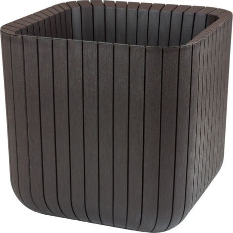 Chalet & Jardin – Cache-pot en résine aspect bois 29,7 cm – Bouchons de drainage – Pour intérieur et extérieur – Capacité 21,5 L (1/6)