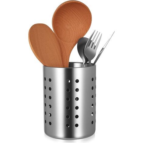 2 Pcs Pot Ustensiles Cuisine, Egouttoir Couverts Cuisine évier, Pot à Ustensiles en Acier Inoxydable, Porte Couverts Cuisines pour Ranger Vaisselle et Couvert (1/5)