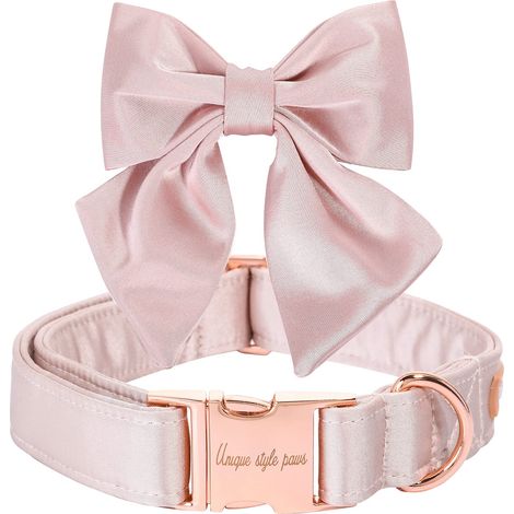 Collier pour Chien Rose en Soie réglable et résistant avec nœud Papillon de Mariage pour Petits Chiots et Chats - MMCD-ZGL-04942 (1/5)