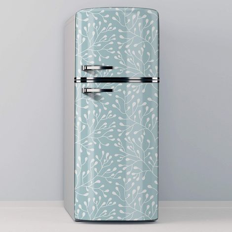 Vinilo Adhesivo Decorativo para Nevera, Especial Libre De Burbujas, Ramas Sobre Fondo Azul (70x200cm)