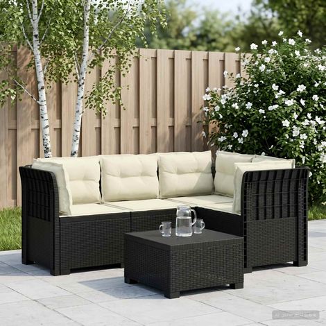 vidaXL Sofá de Jardín para 4 Personas con Cojines Estilo Rattan PP (1/5)