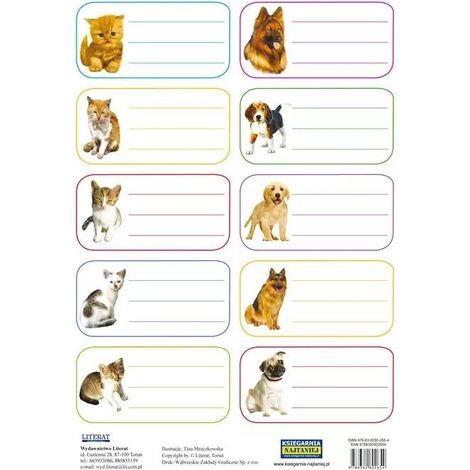 Autocollants pour cahier. Chiens et chats